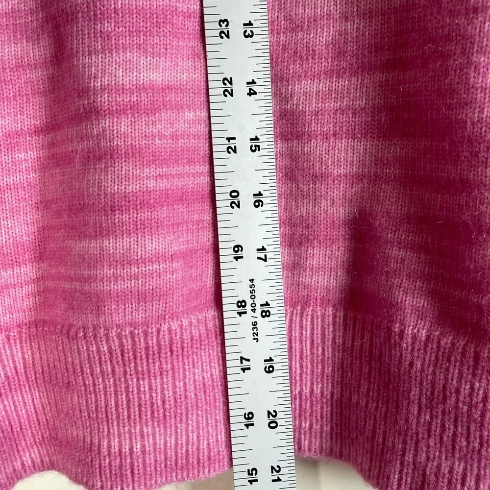 J. Crew Collection Women's Sz S Marled Pink Tie-Sleeve Wool Alpaca Crew sweater